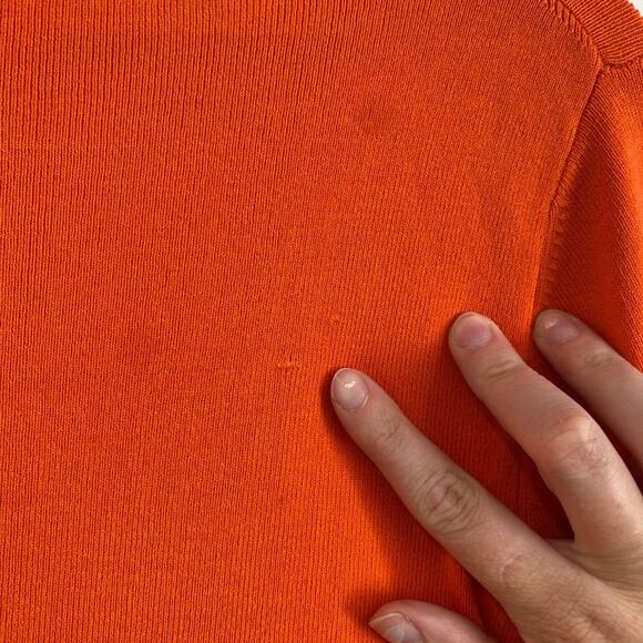 Y2K 2000s Cable & Gauge Orange Side Cinched Ruched Square Neck Knit Sweater L - Picture 7 of 7